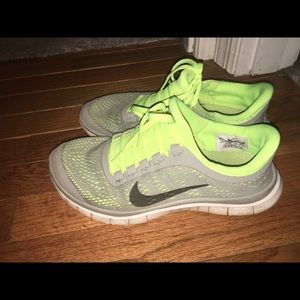 Neon yellow and Gray Nike Free Runs!